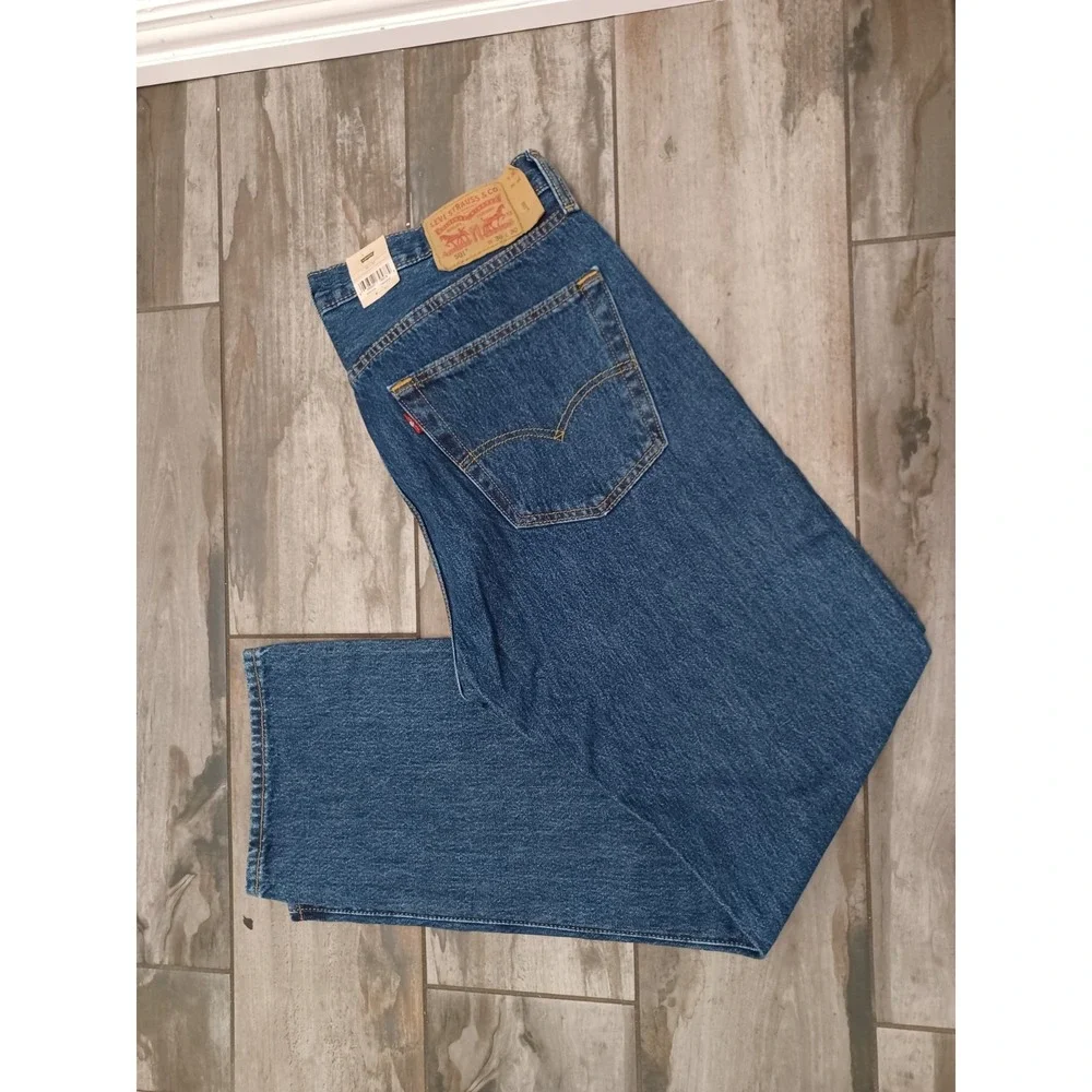 Levis 501 Original Cotton Mens Jeans 36x30 Dark Blue